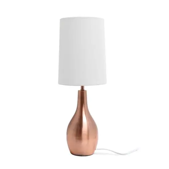 Simple Designs 19.5" Tear Drop Table Lamp with Fabric Drum Shade Rose Gold {7}