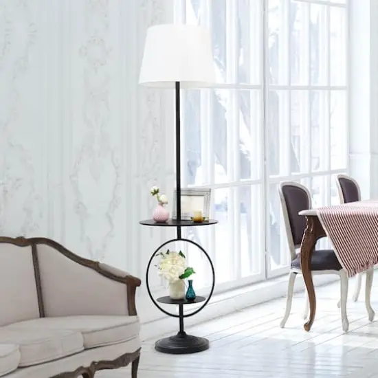Elegant Designs™ 5ft. Black End Table Dual Shelf Decorative Floor Lamp {5}
