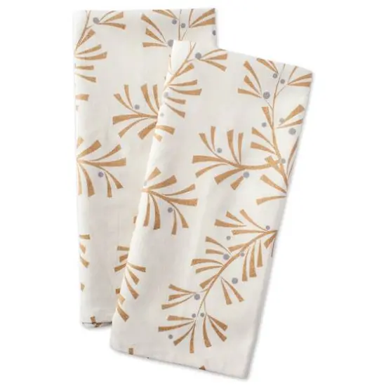 DII&reg; Metallic Holly Leaves Dishtowel Set {7}
