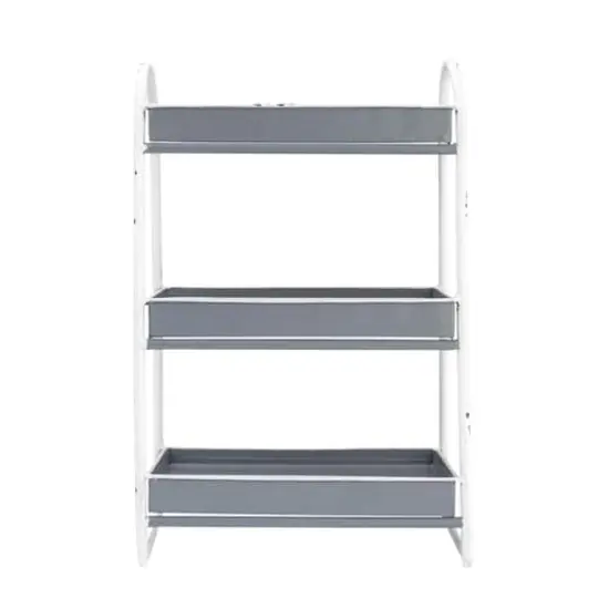 Hello Honey® 15.5" Heavily Distressed 3-Tier Metal Tray with White Frame & Rim Distressed Gray {5}