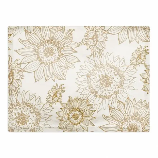 Large Sunflower Head Cotton Twill Placemat Gold and White {1}