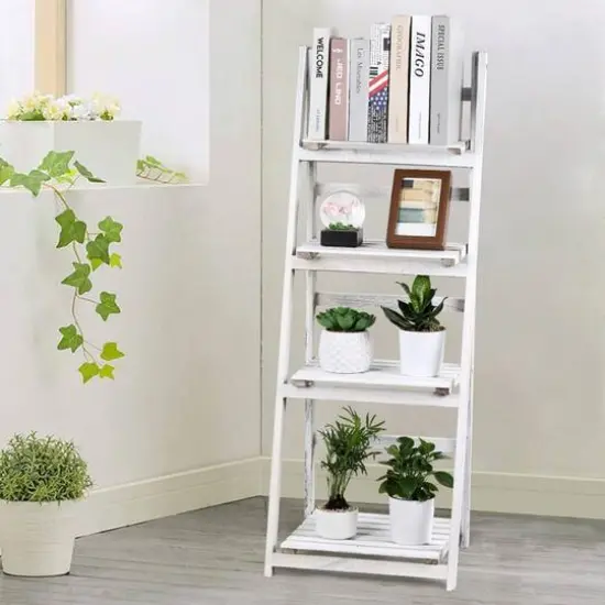 NEX&trade; 44" White 4 Tier Foldable Plant Shelf Storage Rack {6}