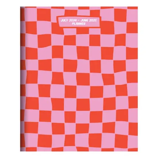 TF Publishing 2024-2025 Medium Checkered Pink & Red Monthly Planner {1}