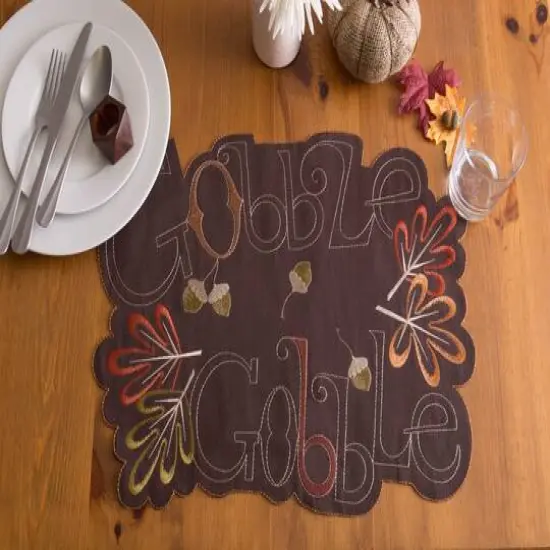 DII&reg; Gobble Gobble Embroidered Placemat (Set of 4) {4}