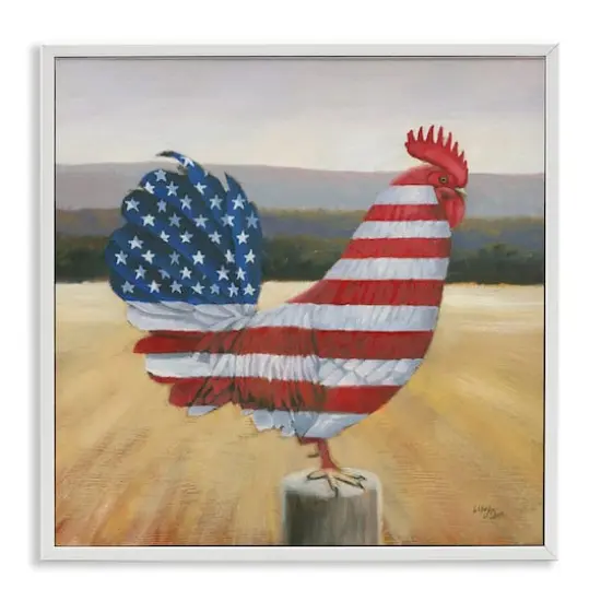 Stupell Industries American Flag Rooster Framed Giclee Art White {1}