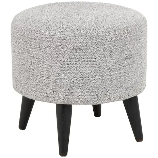 17" Chevron Textured Fabric Stool with Black Wooden Legs Gray {1}