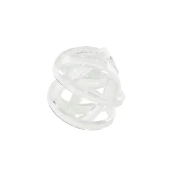 7" White Glass Knot Twisted Sculpture {8}
