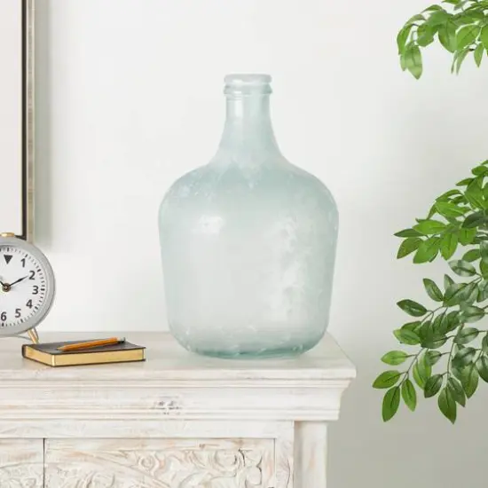17" Frosted Spanish Bottle Recycled Glass Vase {11}
