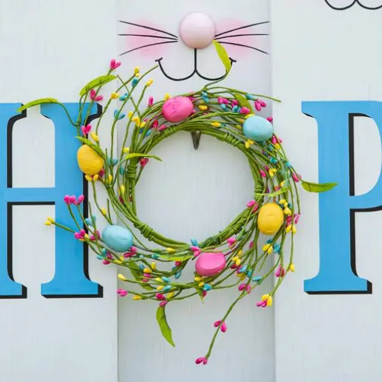 Glitzhome® 29.5" Easter Bunny Family HOP Wooden Porch Sign {9}