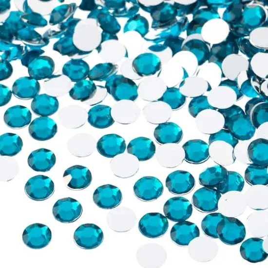 John Bead 6mm Acrylic Round Flat Back Rhinestones, 1,000ct. Turquoise {1}