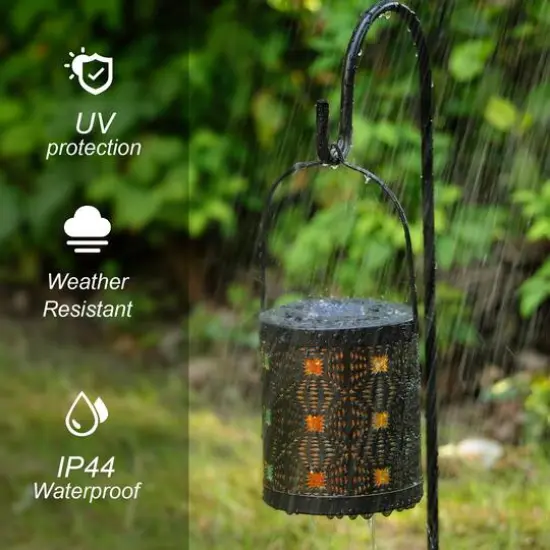 Glitzhome&reg; Metal Cutout Pattern Solar Powered Lanterns, 2ct. {6}