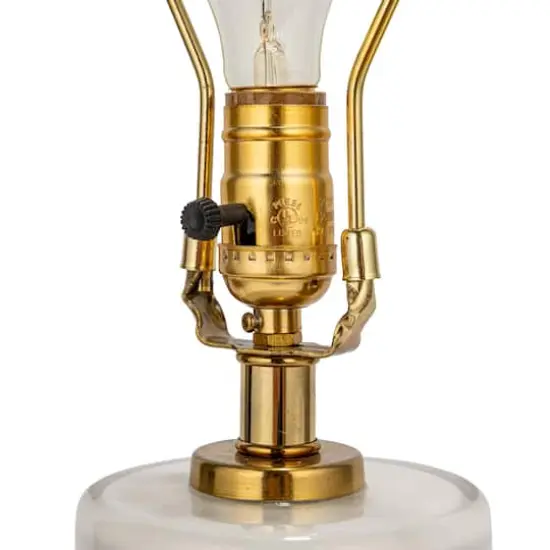 Hello Honey&reg; 2ft. Stacked Glass Base Table Lamp with White Cotton Drum Shade {6}