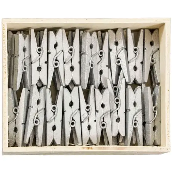 JAM Paper 1.125" Silver Wood Clothespins, 50ct. {3}