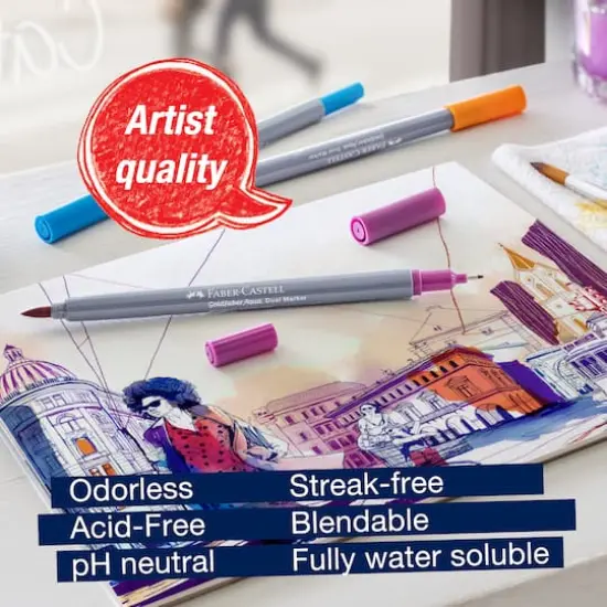 Faber-Castell&reg; Goldfaber Aqua Basic Shades Dual-Tip Marker Set {6}