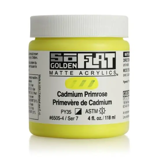 Golden® SoFlat Matte Acrylic Paint, 4oz. Cadmium Primrose {1}