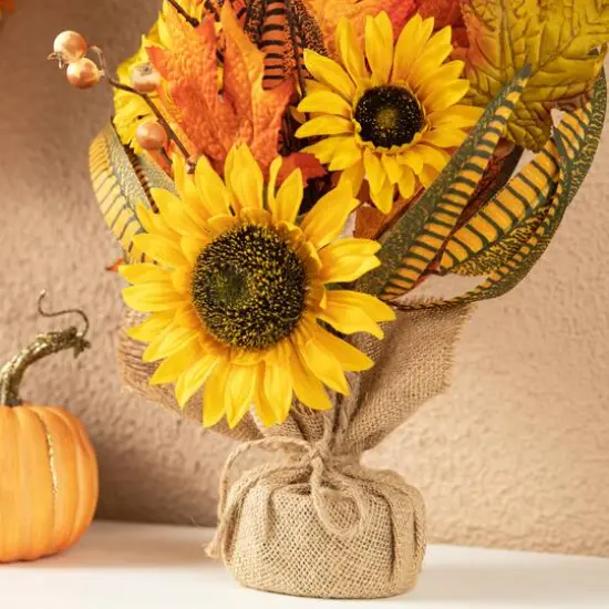 Glitzhome&reg; 21" Fall Sunflower Leaf Table Tree {4}