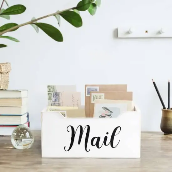 Elegant Designs Decorative Script Word Mail Organizer Box White Wash {4}