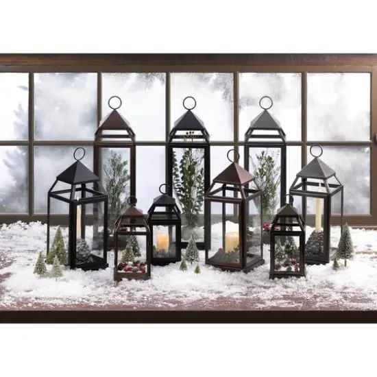 18'' Rustic Silver Contemporary Lantern {3}