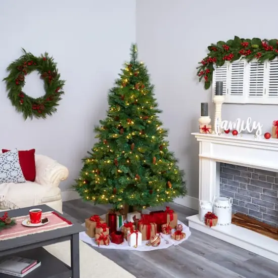 6.5ft. Pre-Lit West Virginia Mixed Pine Artificial Christmas Tree, Clear LED Lights {7}