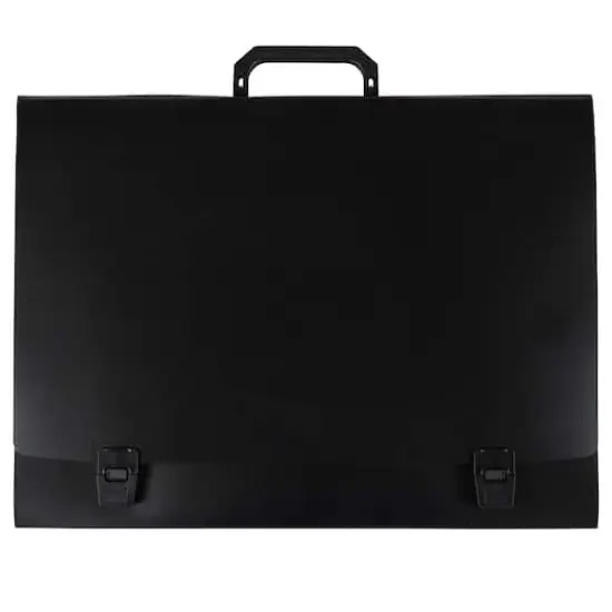 JAM Paper Black Plastic Portfolio File Carry Case with Handles {3}