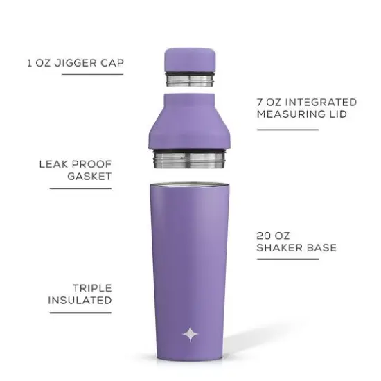 JoyJolt&reg; 20oz. Vacuum Insulated Cocktail Protein Shaker Purple {5}