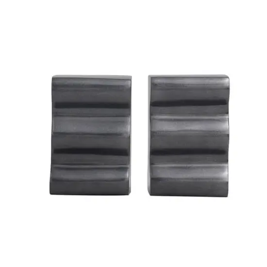 6" Wave Aluminum Bookends Set Dark Gray {4}