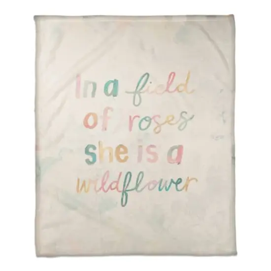50" x 60" In a Field of Roses Coral Fleece Throw Blanket {1}