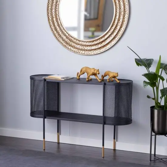 Black Contemporary Metal Console Table, 32" x 47" {8}