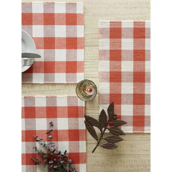 DII&reg; Buffalo Check Ribbed Placemat, 6ct. Vintage Red/White {8}