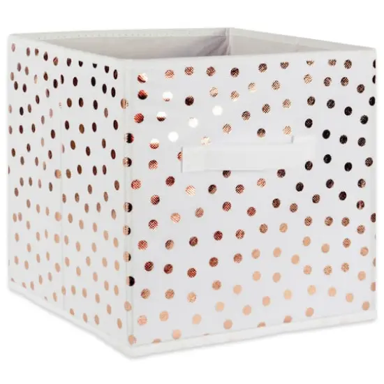 DII&reg; 13" Nonwoven Polyester Small Dots Storage Cubes, 2ct. White/Copper {4}