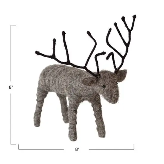 Hello Honey® 8" Gray Handmade Wool Felt and Wire Reindeer {6}