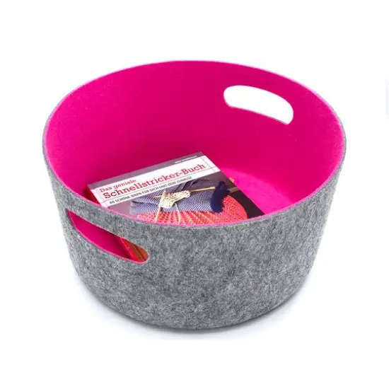 Welaxy 15" Felt Round Basket Hot Pink {4}