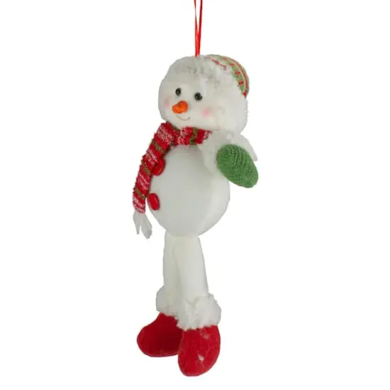 13" Jolly Smiling Plush Snowman Hanging Christmas Ornament {4}
