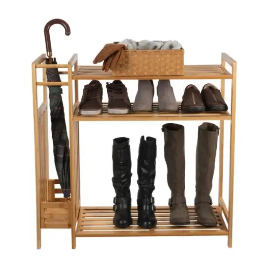 Organize It All Bamboo Shoe Rack with Umbrella Stand {3}
