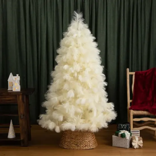 6ft. Unlit Off-White Pampas Grass Artificial Christmas Tree {15}