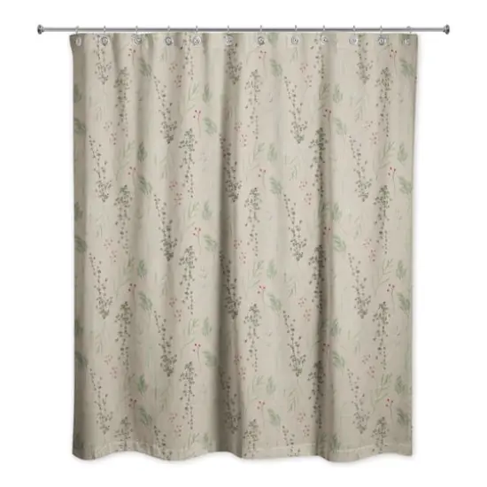 Pine Greenery on Brown Shower Curtain {3}