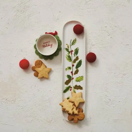 Hello Honey&reg; Holly & Berry Stoneware Platter & Dish Set {3}