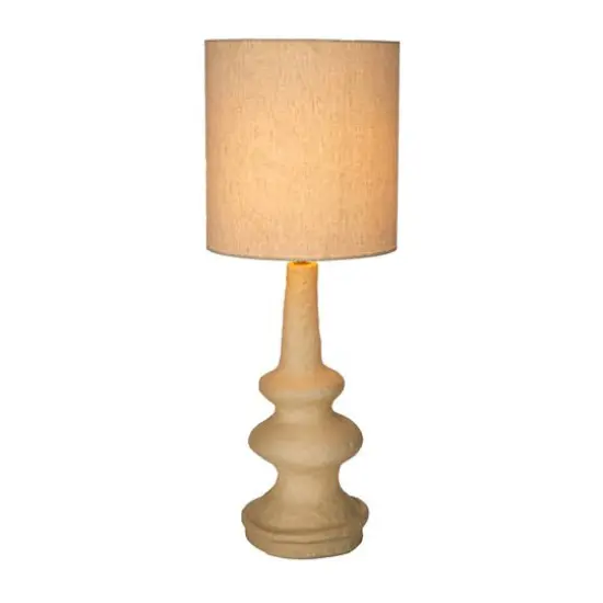 Hello Honey&reg; 28" Natural Handmade Paper Mache Table Lamp with Cotton Shade {12}