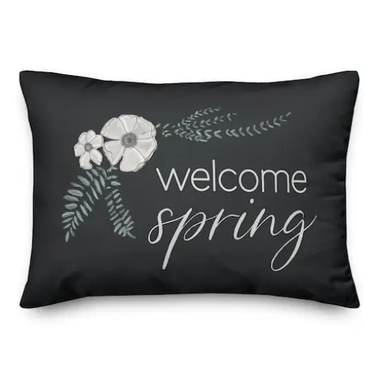 Welcome Spring Floral Pillow 14" x 20" Throw Pillow {3}