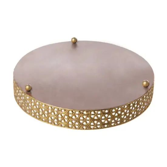 Glitzhome&reg; Gold Round Metal Mirrored Decorative Trays Set {8}