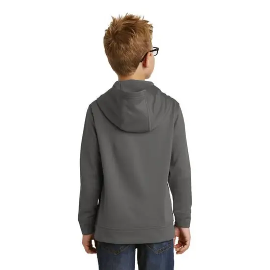 Port & Company&reg; Youth Performance Fleece Pullover Hooded Sweatshirt Charcoal {6}