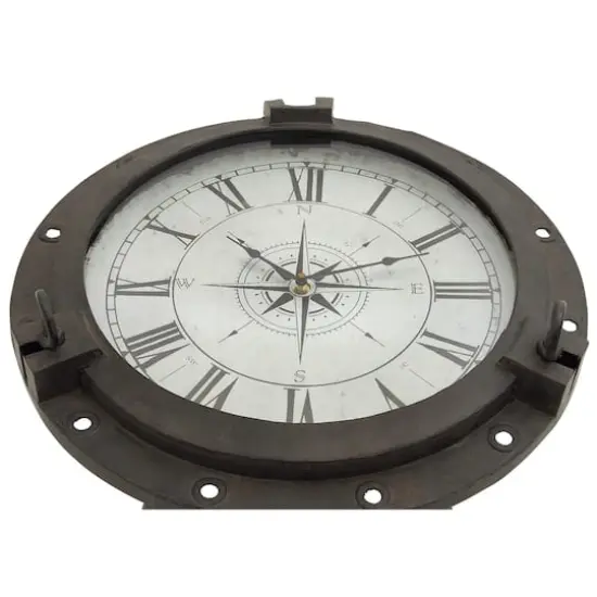 24" Black Metal Industrial Standing Clock Accent {3}