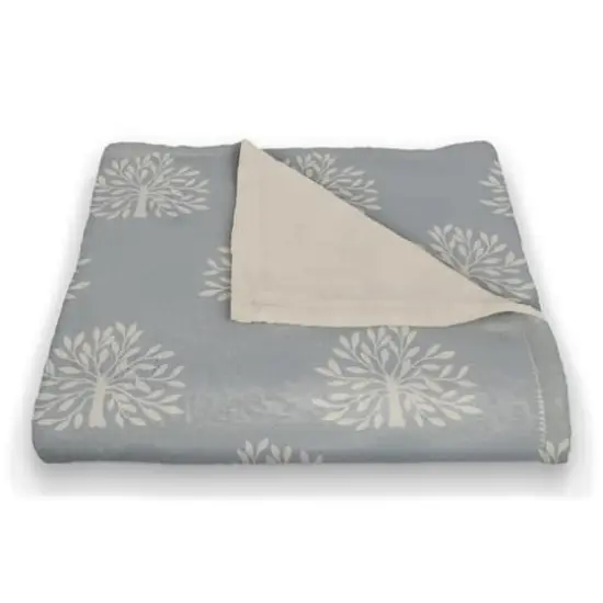 Blooming Bush Coral Fleece Blanket Blue {3}