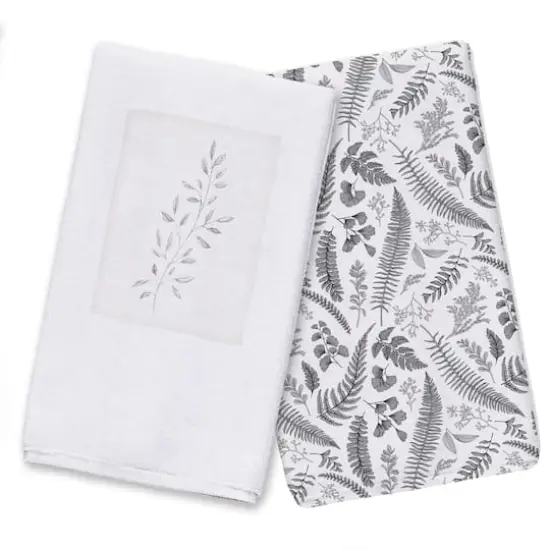 Leaves on Linen Tea Towel Set {1}