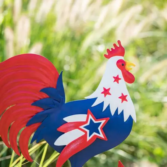 Glitzhome&reg; 35.7" Patriotic Rooster Yard Stake {6}