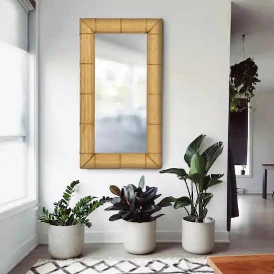 Hello Honey&reg; 43" Natural Brown Bamboo Rectangular Wall Mirror {3}