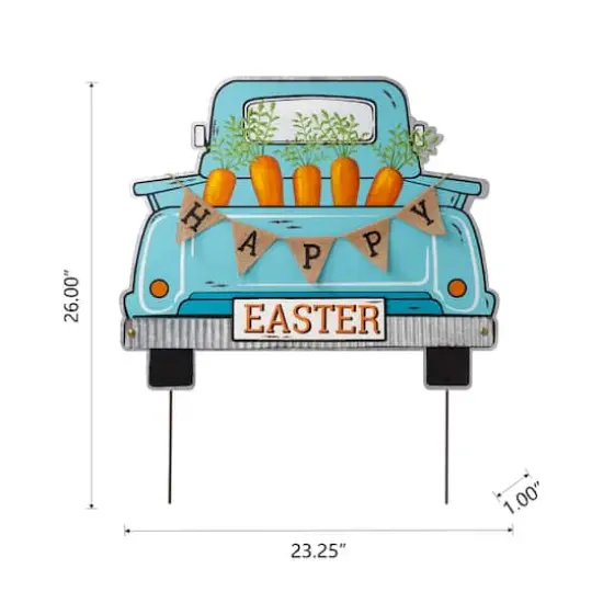 Glitzhome&reg; 26" Easter Metal Truck Yard Stake {9}