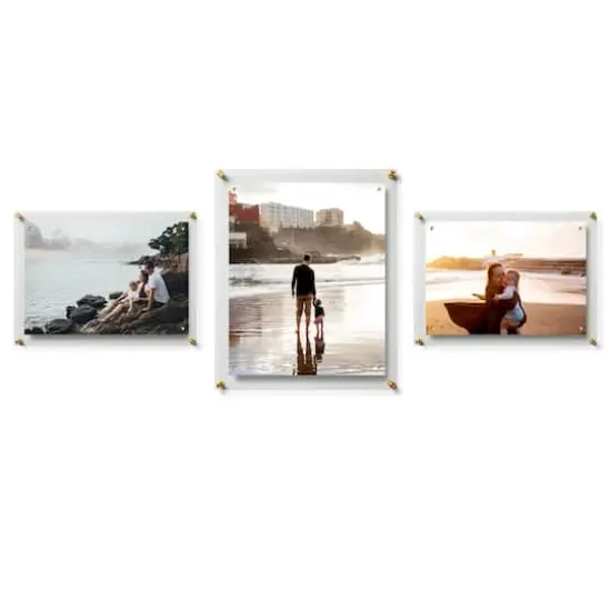 Wexel Art Gallery Wall Single Panel Acrylic Floating Frames & Magnets Set of 3 Gold {1}