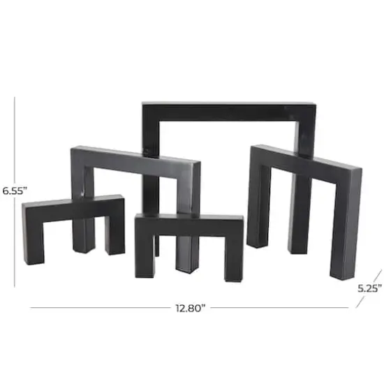 13" Black Metal Geometric Abstract Square Arched Sculpture {8}