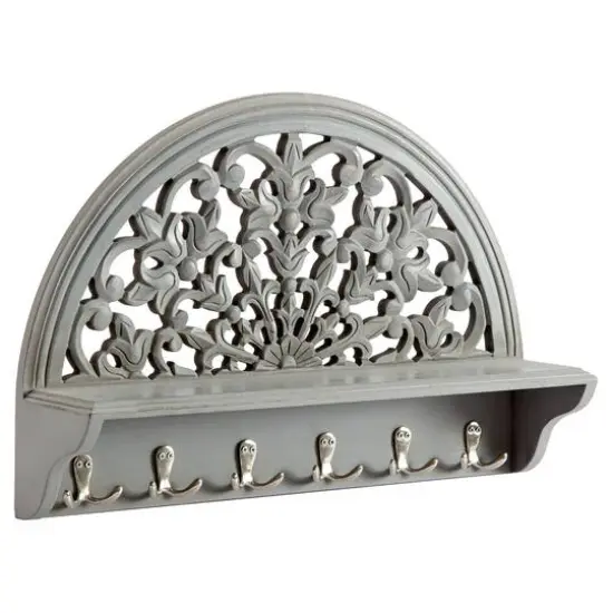 Habitat Round Decorative Gray Carved Wall Hanging {5}